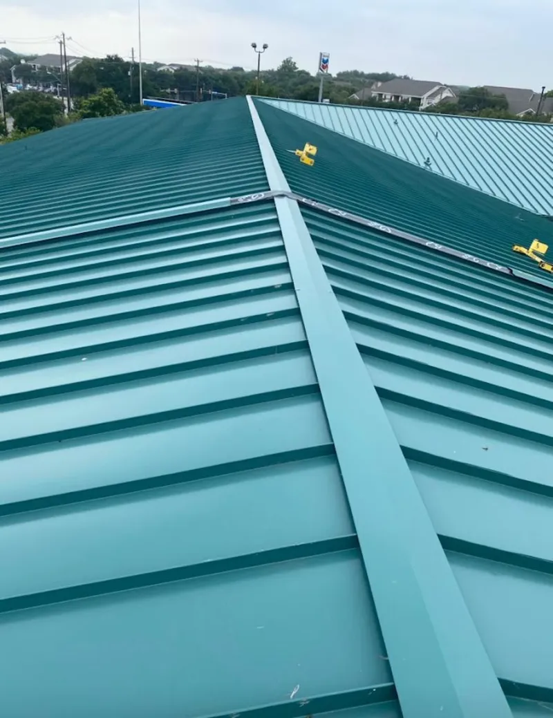 Green commercial metal roof ridge and valley for Metal Roof Repair in Fruitridge Pocket